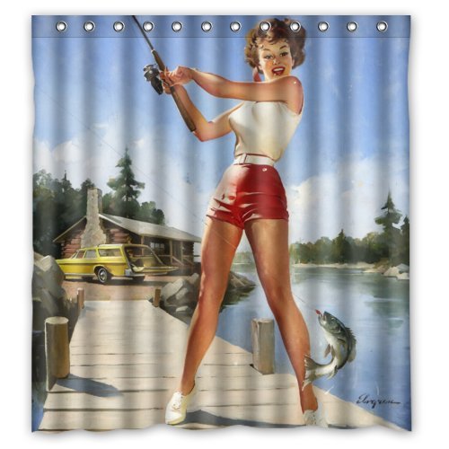 American Sexy Pin-up Girl fishing Bathroom Shower Curtain - Vintage Re –  HomeLoft - Europe
