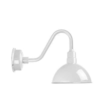 Load image into Gallery viewer, Cocoweb Blackspot Gooseneck Barn Light Fixture - 8&quot; Shade, White Finish, 1600 Lumen LED Lighting, Indoor/Outdoor Installation - BBSW8WH-26W
