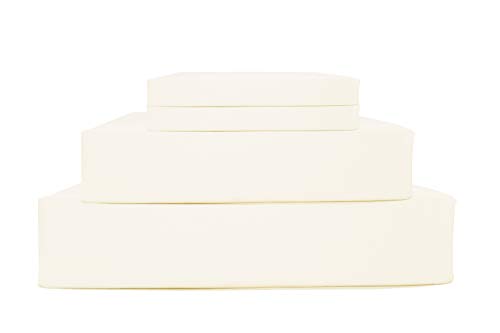 100% Cotton Percale Sheets Queen Size, Ivory, Deep Pocket, 4 Piece - 1 Flat, 1 Deep Pocket Fitted Sheet and 2 Pillowcases, Crisp and Strong Bed Linen
