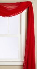 Load image into Gallery viewer, Luxury Discounts Beautiful Elegant Solid Sheer Scarf Valance Topper Long Window Treatment Scarves (38&quot; x 216&quot; - Scarf, Red)
