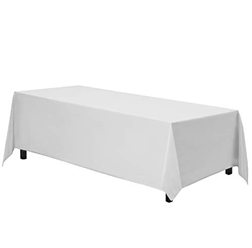 Gee Di Moda Rectangle Tablecloth - 90 x 156 Inch - White Rectangular Table Cloth for 8 Foot Table in Washable Polyester - Great for Buffet Table, Parties, Holiday Dinner, Wedding & More