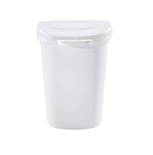 Rubbermaid Touch Top Lid Trash Can for Home, Kitchen, and Bathroom Garbage, 13 Gallon Garbage Can with Lid, Waste Basket, White