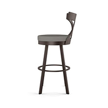 Load image into Gallery viewer, Amisco Washington 26&quot; Counter Height Swivel Stool - Taupe Gray Faux Leather / Dark Brown Metal
