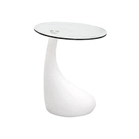 Fab Glass and Mirror Side Coffee Table, 18 in, White