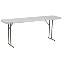 Offex 18''W x 72''L Plastic Folding Training Table with Blow Molded Top - Granite White