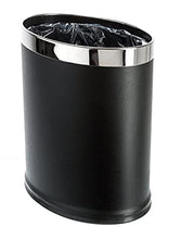 Load image into Gallery viewer, Brelso &#39;Invisi-Overlap&#39; Open Top Leatherette Trash Can, Small Office Wastebasket, Modern Home Dcor, Oval Shape (Black)
