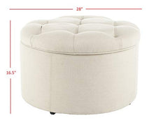 Load image into Gallery viewer, Safavieh Mercer Collection Victoria Beige Linen Shoe Ottoman
