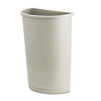 RUBBERMAID COMMERCIAL PROD., Untouchable Waste Container, Half-Round, Plastic, 21gal, Beige