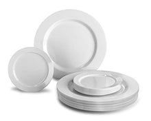 Load image into Gallery viewer, &quot; OCCASIONS &quot; 120 Plates Pack, Heavyweight Premium Disposable Plastic Plates Set 60 x 10.5&#39;&#39; Dinner + 60 x 6.25&#39;&#39; Dessert / Cake Plates (Plain White)
