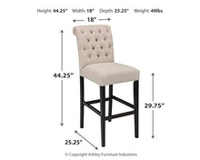 Load image into Gallery viewer, Signature Design by Ashley Tripton Casual 30&quot; Pub Height Tufted Upholstered Barstool, 2 Count, Beige
