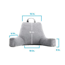 Load image into Gallery viewer, Linenspa Shredded Foam Pillow Perfect for Back Support While Relaxing, Gaming, Reading, or Watching TV - Soft Velour Cover, Standard, Stone
