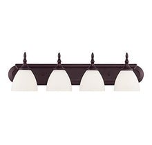 Load image into Gallery viewer, Savoy House 8-1007-4-13 Herndon 4-Light Bathroom Vanity Light in English Bronze Finish with White Frosted Glass (30&quot; W x 8&quot; H)
