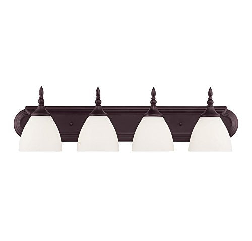 Savoy House 8-1007-4-13 Herndon 4-Light Bathroom Vanity Light in English Bronze Finish with White Frosted Glass (30