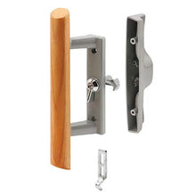 Load image into Gallery viewer, Sliding Glass Patio Door Handle Set with Internal Lock for Viking Doors, 3-15/16&quot; Screw Holes, Non-Keyed, Wood/Aluminum
