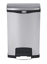 Load image into Gallery viewer, Rubbermaid Commercial Slim Jim Front Step-On Trash Can, Stainless Steel, 13 Gallon, Black (1901992)
