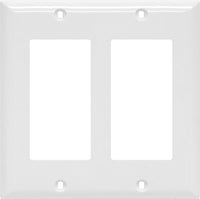 Power Gear Double Rocker Switch Wallplate, White, Unbreakable Nylon, Screws Included, UL Listed, 40023