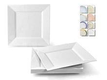 Load image into Gallery viewer, &quot; OCCASIONS&quot; 40 Plates Pack, Heavyweight Disposable Wedding Party Plastic Plates (6.5&#39;&#39; Dessert Plate, Square white)
