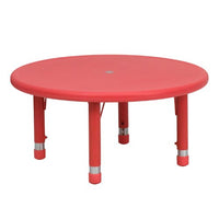 Flash Furniture 33'' Round Red Plastic Height Adjustable Activity Table
