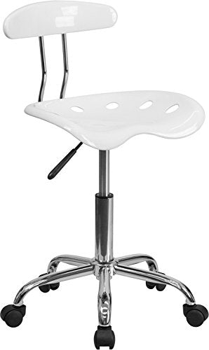 Offex Vibrant White and Chrome Computer Task Chair with Tractor Seat