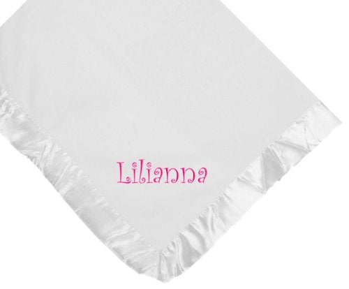 Fastasticdeal Lilianna Girl Name Embroidery Microfleece White Baby Embroidered Blanket