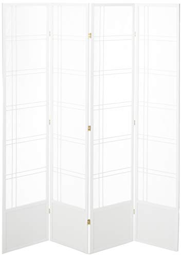 Oriental Furniture 7 ft. Tall Double Cross Shoji Screen - White - 4 Panels