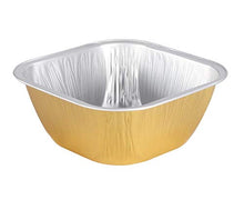 Load image into Gallery viewer, KEISEN Square 4&quot; 8oz 230ml 100/PK Disposable Aluminum Foil Cups for Muffin Cupcake Baking Bake Utility Ramekin Cup (Gold)
