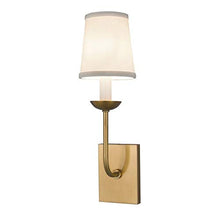 Load image into Gallery viewer, Norwell Lighting 8141 Circa Single Light 14&quot; Tall Wall Sconce with White Fabric, Aged Brass with White Shade
