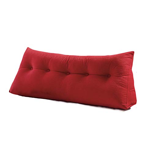 VERCART Sofa Bed Large Filled Triangular Wedge Cushion Bed Backrest Positioning Support Reading Pillow for Daybed Office Lumbar Pad with Removable Cover Red Full