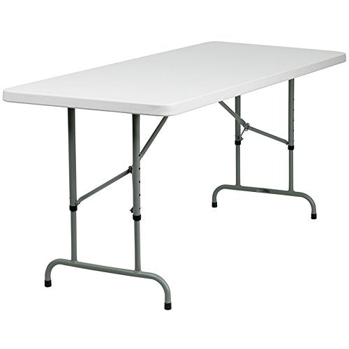 Offex 30''W x 72''L Height Adjustable Plastic Folding Table - Granite White