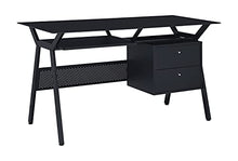 Load image into Gallery viewer, Coaster CO-800436 Modern 55-Inch Office Computer Desk Workstation with Black Tempered Glass Top Keyboard 2-Drawer Storage, 55.00Lx 23.50W x 30.75H
