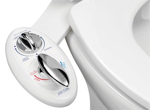 LUXE Bidet Neo 320 white 320-Self Cleaning Dual Nozzle-Hot and Cold Water Non-Electric Mechanical Bidet Toilet Attachment, 17 x 10 x 3 inches
