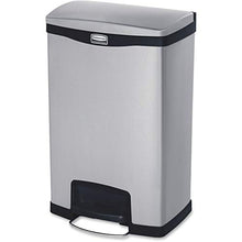 Load image into Gallery viewer, Rubbermaid Commercial Slim Jim Front Step-On Trash Can, Stainless Steel, 13 Gallon, Black (1901992)
