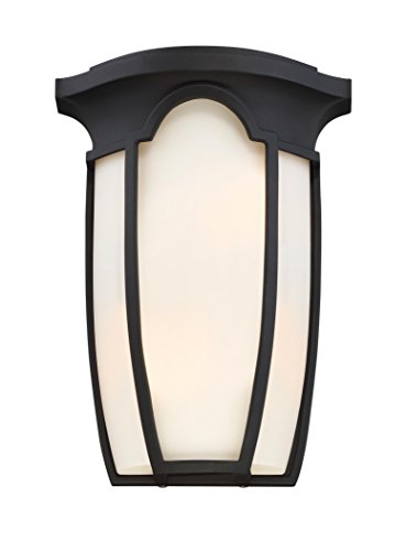 Designers Fountain 34231-BK Tudor Row - Two Light Outdoor Wall Sconce, Black Finish with Opal Glass