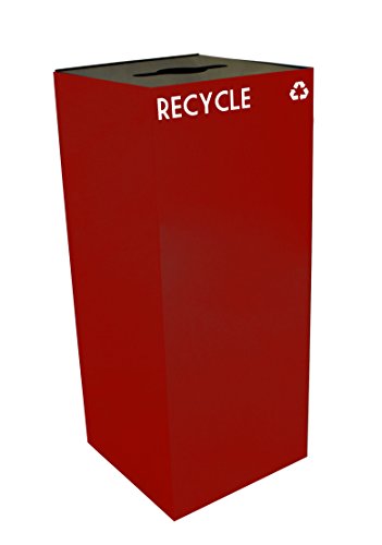 Witt Industries 36GC04-SC GeoCube Recycling Receptacle with Combination Slot/Round Opening, Steel, 36 gal, Scarlet