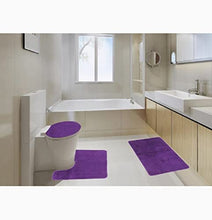 Load image into Gallery viewer, BH Home &amp; Linen 3 Piece Luxury Acrylic Bath Rugs Set Large 18&quot; x 30 Contour Mat 18&quot;x18&quot; and Lid. (Purple), 3PC Solid Luxury
