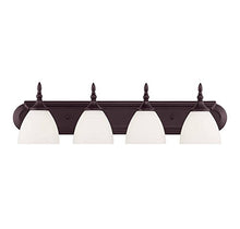 Load image into Gallery viewer, Savoy House 8-1007-4-13 Herndon 4-Light Bathroom Vanity Light in English Bronze Finish with White Frosted Glass (30&quot; W x 8&quot; H)
