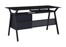 Load image into Gallery viewer, Coaster CO-800436 Modern 55-Inch Office Computer Desk Workstation with Black Tempered Glass Top Keyboard 2-Drawer Storage, 55.00Lx 23.50W x 30.75H
