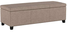 Load image into Gallery viewer, Simpli Home Avalon 48 Inch Wide Rectangle Lift Top Storage Ottoman Bench In Upholstered Fawn Brown L
