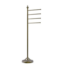 Load image into Gallery viewer, Allied Brass TS-4L-ABR Floor 4 Pivoting Swing Arm Holder Towel Stand, Antique Brass
