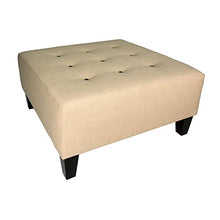 Load image into Gallery viewer, MJL Furniture MAX Squared Beige Fabric Button-Tufted Ottoman White
