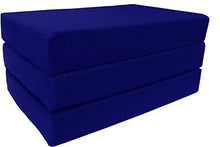 Load image into Gallery viewer, D&amp;D Futon Furniture Royal Blue Solid Twin Size Shikibuton Trifold Foam Beds 6 Thick x 39 W x 75 inches Long, 1.8 lbs high Density Resilient White Foam, Floor Foam Folding Mats.

