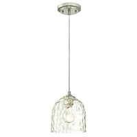 Westinghouse Lighting 6328800 One-Light Indoor Mini Pendant, Brushed Nickel Finish with Clear Hammered Glass