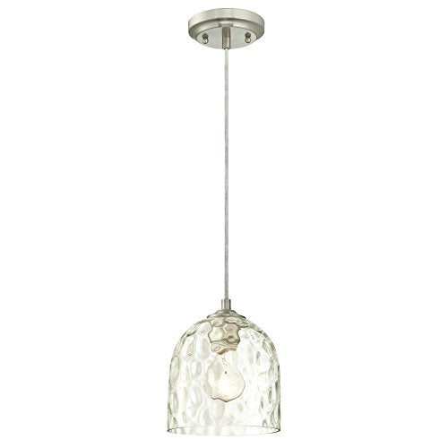 Westinghouse Lighting 6328800 One-Light Indoor Mini Pendant, Brushed Nickel Finish with Clear Hammered Glass