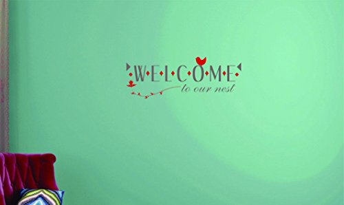Design with Vinyl Moti 1728 2 Welcome to Our Nest Text Lettering Sign Quote Peel & Stick Wall Sticker Decal, 16