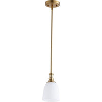 Quorum 3811-80 Transitional One Light Pendant from Richmond Collection in Brass Finish,