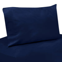 3 Piece Twin Sheet Set for Navy Blue and Lime Green Stripe Teen Bedding Collection - Solid Navy