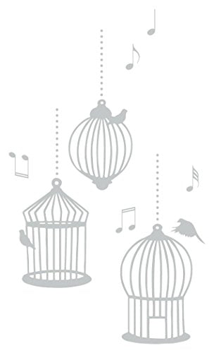 Song Bird Cages Wall Decal (Light Grey, 37