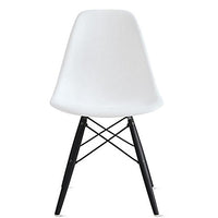 2xhome Eiffel Mid Century Modern Dining Side Chair with Black Wood Legs, White