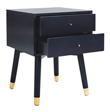 Load image into Gallery viewer, Safavieh Home Collection Lyla Mid Century Retro Gold Cap Navy Blue Nightstand
