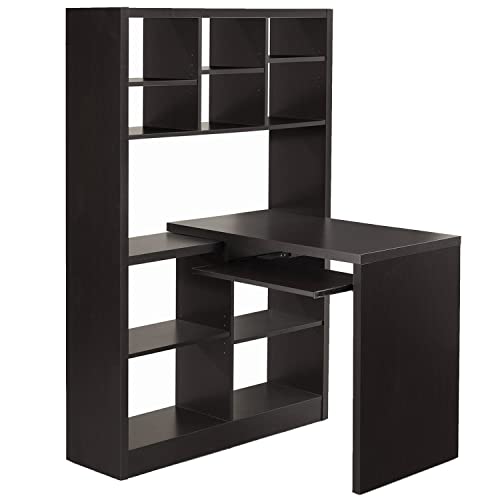 Monarch Specialties I Storage-Bookcase Left Or Right Set Up-Corner Desk with Multiple Adjustable Shelves, 60